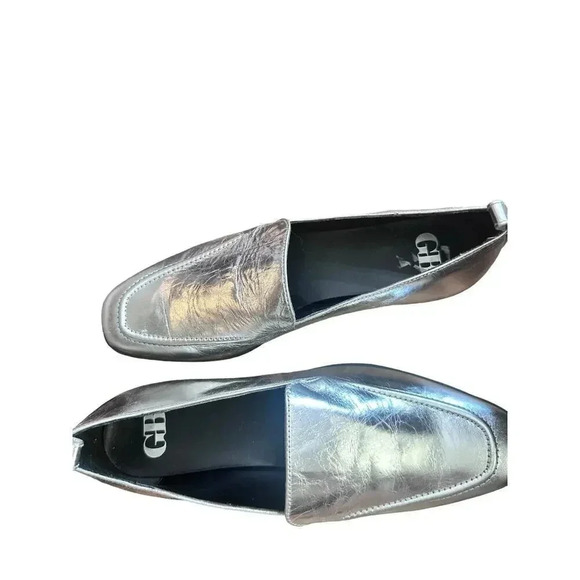 Gianni Binni Silver Gray Flats Flip-side Leather Ankle Shoe Size 8M - Picture 6 of 8